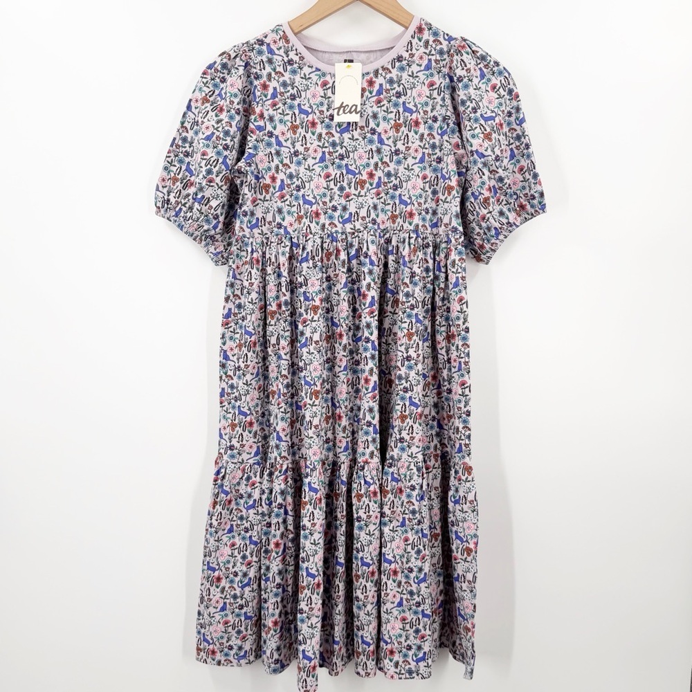 Tea Collection Kitty Ditsy Flowy Tiered Midi Dress